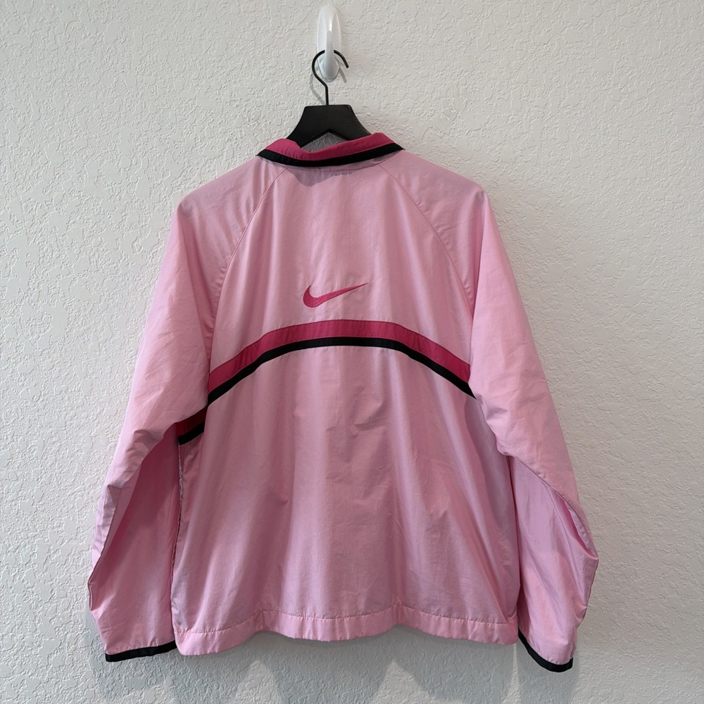 Vtg Nike Y2K 2000s Full Zip Pink Windbreaker Jacket Huge Back Swoosh Size XL